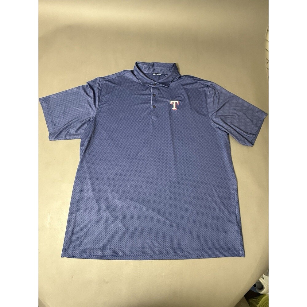 Cutter And Buck MLB Texas Rangers Blue Pattern Polo Shirt 3XT